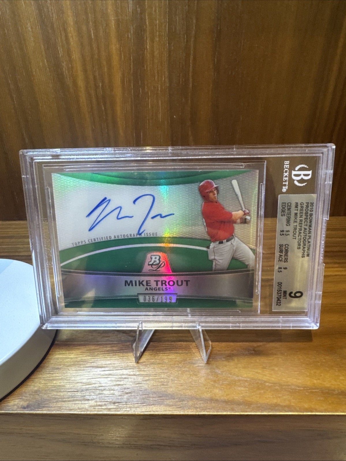 2010 Bowman Platinum - Autograph Refractor Mike Trout #BPA-MT Green /199 (AU, RC