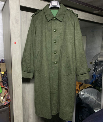 Vintage Loden wool blend classic olive green raglan long over coat 44R