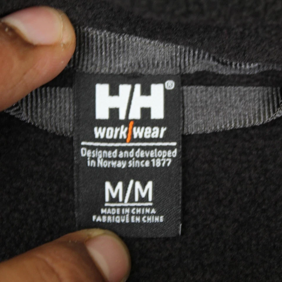 Helly Hansen Jacket Mens Medium Black Polartec Fleece Full Zip Pockets Work Wear - Image 4 of 4