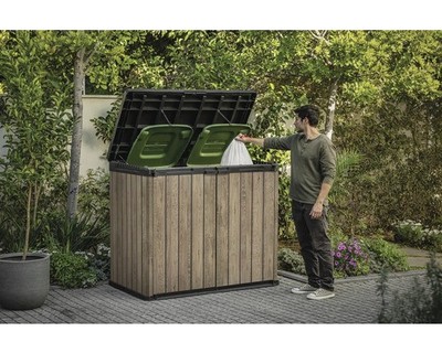 Mülltonnenbox Keter Horizontal 1150l für 2x240l Kunststoff 141 x 82 x 120 cm Mül
