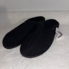 New Haflinger Mens Black Wool Hard Sole Slippers Black Size 46 US 13