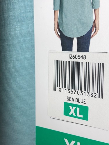 Eddie Bauer Damen Größe XL meerblau 3/4 Arm Oberteil Stretch Strick Schlüssellochausschnitt - Bild 6 von 9