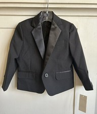 NWT Nautica Black 1 Button Tuxedo JACKET ONLY Satin Lapel Lined Boys Size 2T