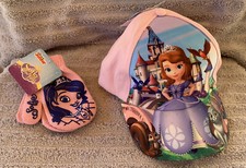 Disney Princess Sofia the 1st Girls Pink Adjustable Baseball Hat Knit Mittens