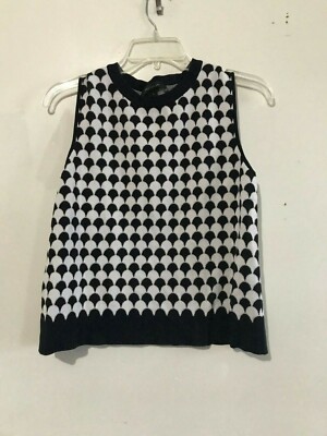 Ann Taylor Size M Navy Cream Cone Stack Camisole Vest Sweater Women