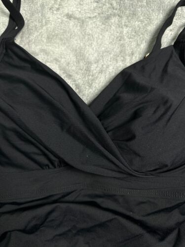 NWT Womens 32D 34DD Tankini Swim Top Shirred Black Anne Cole UW Surplice Tank - Picture 3 of 10