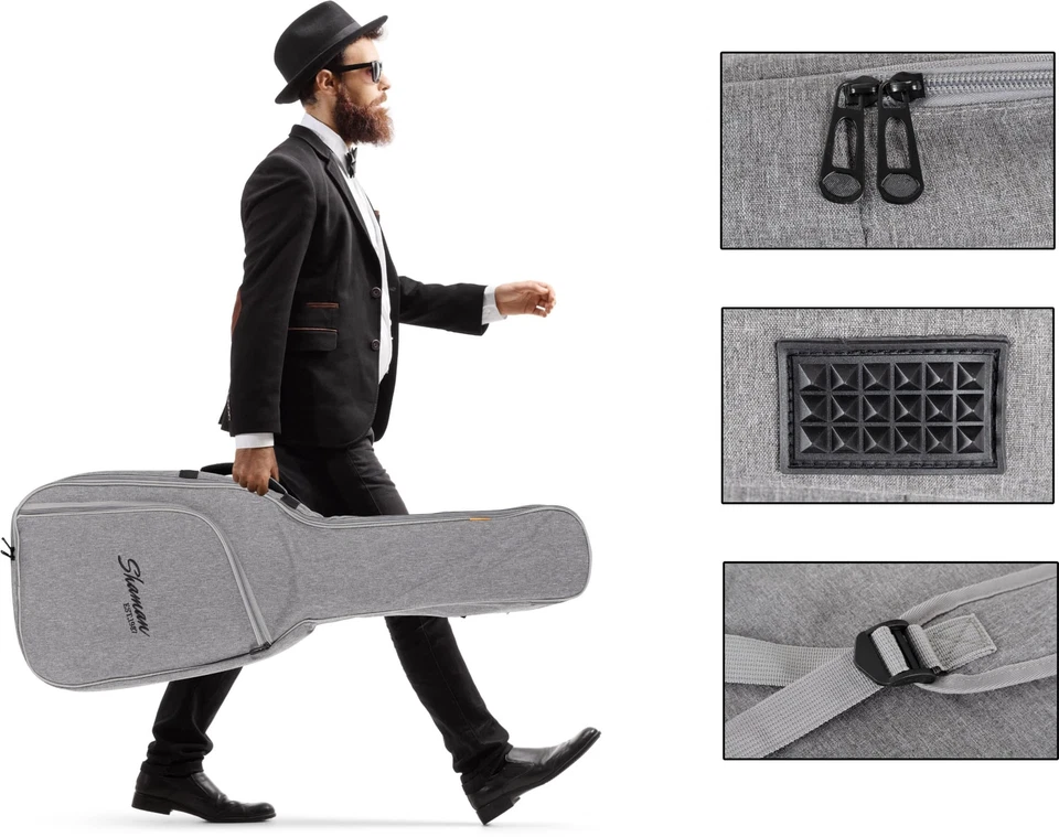 Konzert Gitarre Klassik Gitarrentasche Gigbag Tasche gepolstert Bag Gig Grau - Bild 3 von 4