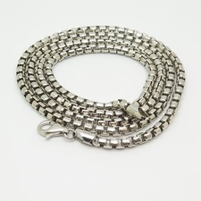 Italy 925 Sterling Silver 4mm Round Box Link Chain Necklace 30"