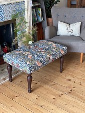 Tall Upholstered bench footstool cotton print fabric choices