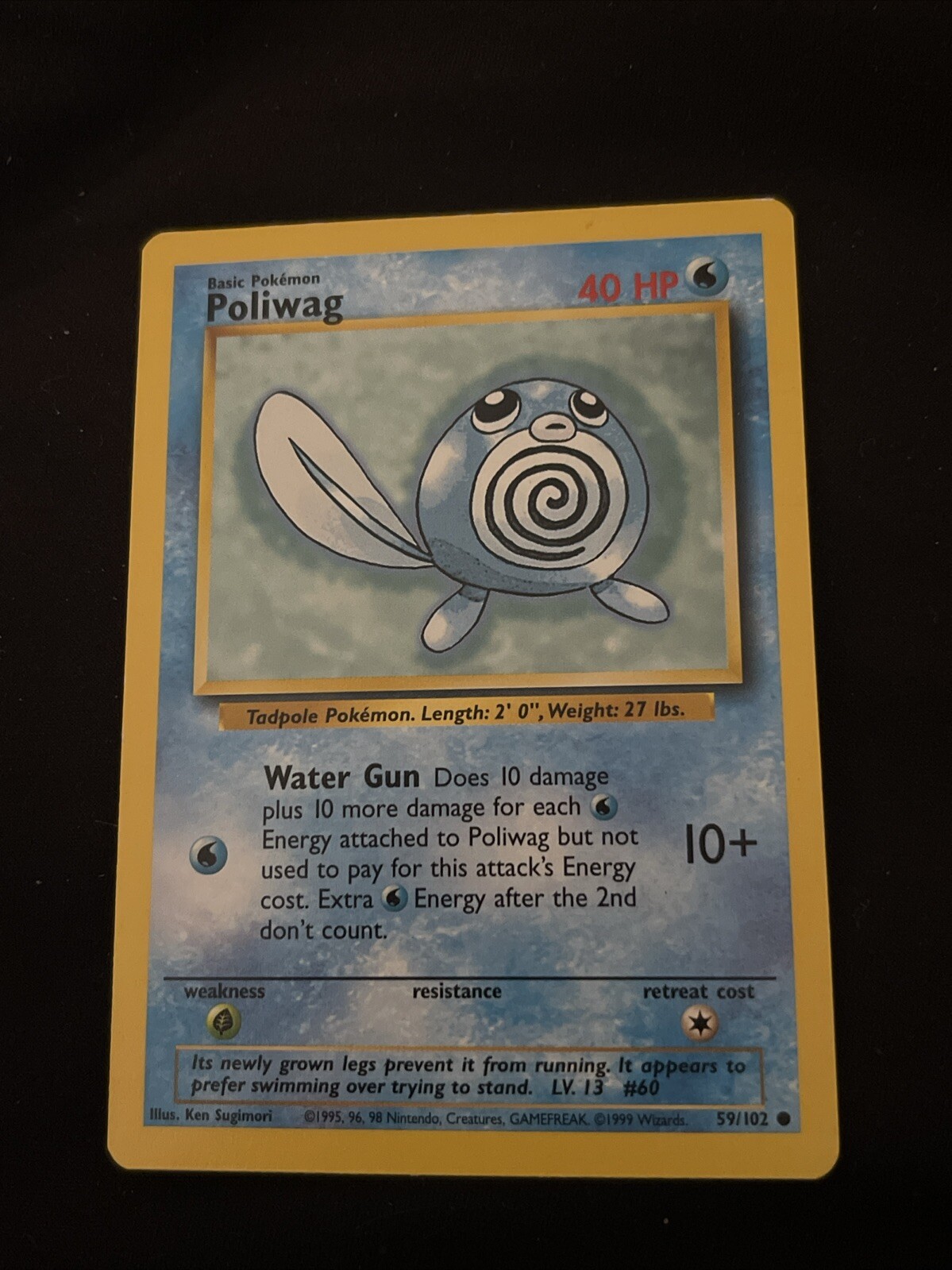 š§1999 Pokemon⢠TCG Card Poliwag 1st Edition Shadowless Base Set 59/102