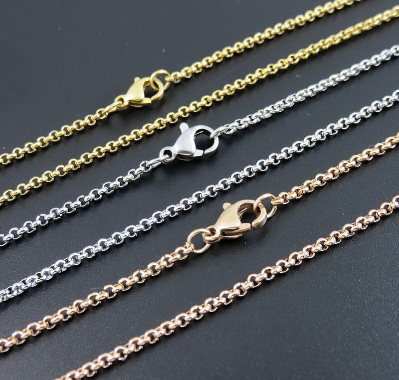 Rolokette Erbskette 1-3 mm Edelstahl 30 - 120 cm Halskette Anhänger Damen Herren
