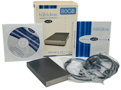 LaCie Porsche 80GB External Hard Drive with Firewire USB 2.0 CD Win XP Mac 9 NOS