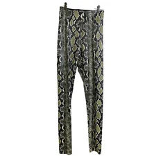 Commando Faux Leather Animal Print Leggings Small Womens Black Green Snake