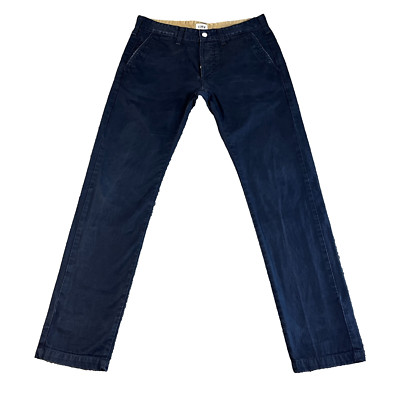 Herren Edwin55 Chino Hose Tapered Fit Navy Wash 100% Baumwolle Button Fly W32 L33