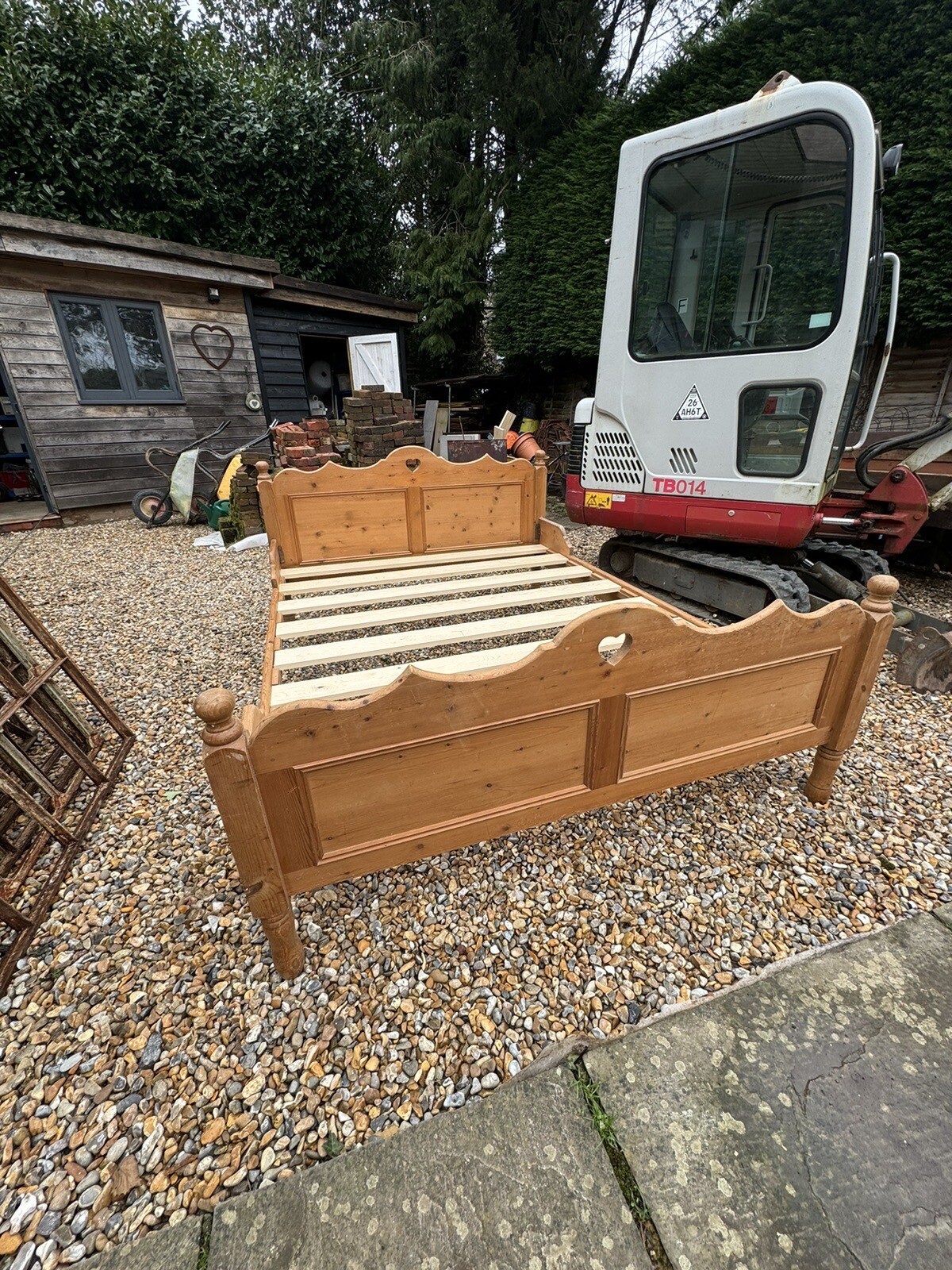 Sleigh Antique Pine King Size Double Bed Frame eBay