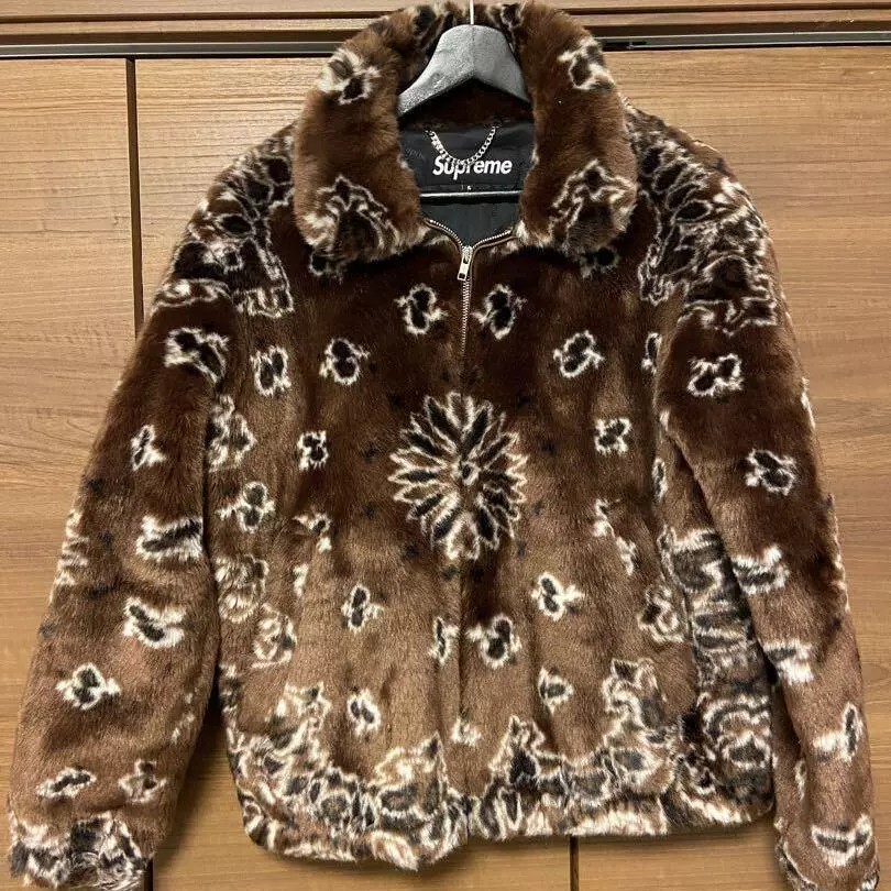 Blouson bomber fausse fourrure marron Supreme Bandana taille S occasion livraison gratuite JAPON !