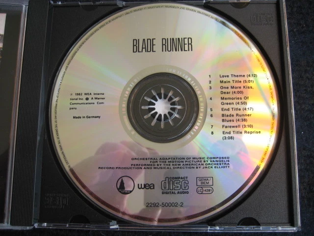 CD  Original Sound Track  BLADE RUNNER  WEA 2292-50002-2  First Print  OST - Bild 2 von 4