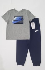 Boys NIKE size 7 Shirt  Joggers Pants 2 Piece Set Blue : NWT