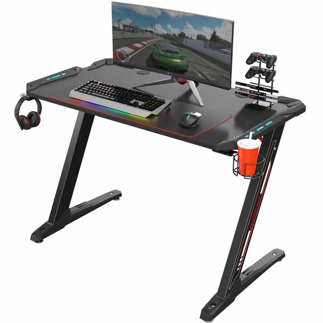 Kinsal Z Shaped Gaming Desk Computer Desk Table With Automatically