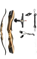 TIDEWE Recurve Bow  Beginner Wooden Takedown 62" Right Hand 25lb