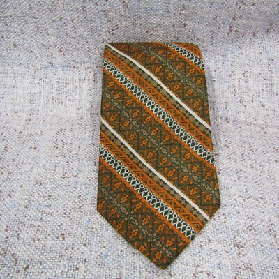 The Liebert Tie Works Men's Neck Tie Green Orange Striped  W:4.25'' BY L:56.75''