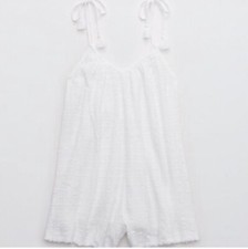 NWT Aerie Sheer White Tassel Romper Small