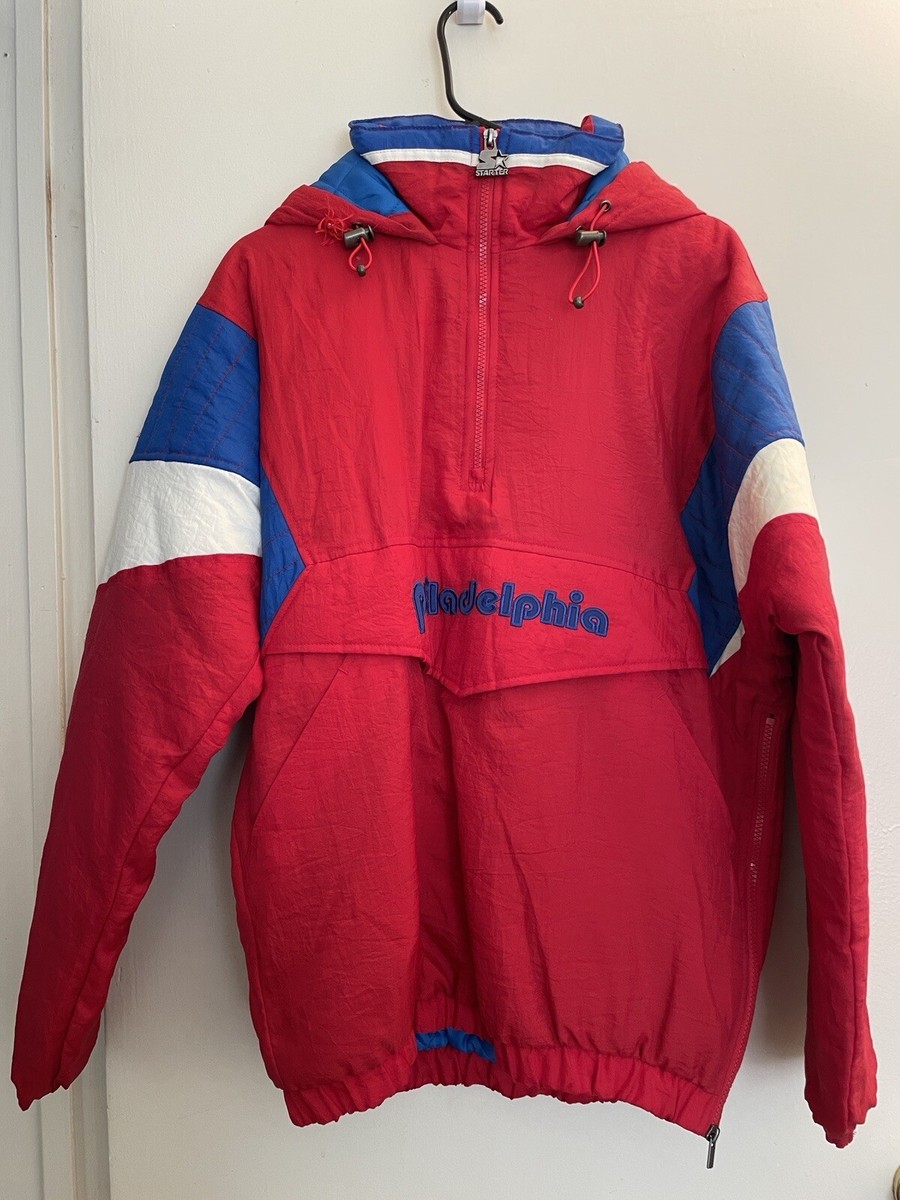 VTG 90s NBA Philadelphia 76ers Sixers Starter Pullover 1/2 