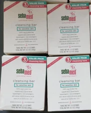 12 Sebamed Cleansing Soap ph 5.5 For Sensitive Skin Free Bars (4 Packs of 3) 