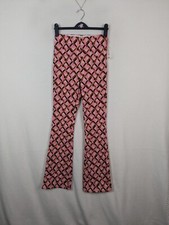 Primark Ladies casual trousers size 8 pink mix flared zip elastic waist New