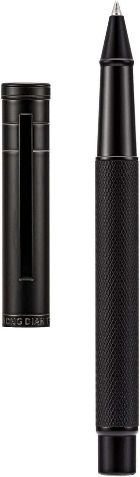 Hongdian Matte Black Forest Rollerball Pen with Schmidt Black Ink Refill, Classi
