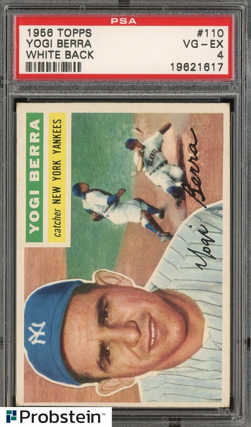 1956 Topps #110 Yogi Berra New York Yankees HOF White Back PSA 4 VG-EX