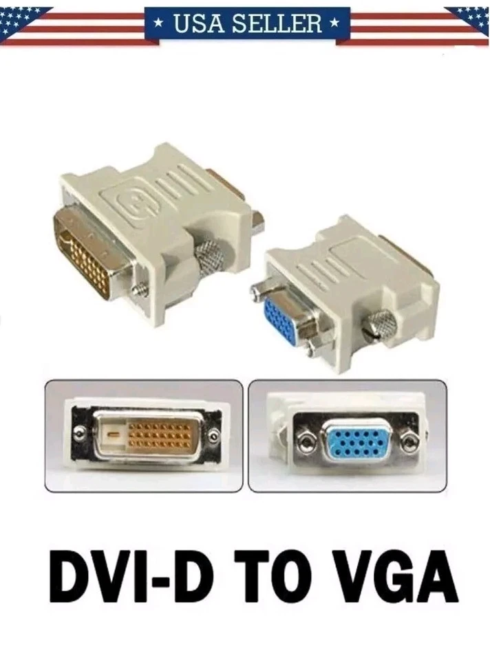 DVI Digital Dual Link 24+1 to VGA Adapter Male to Female Computer Monitor 4 Pack - Image 2 of 4