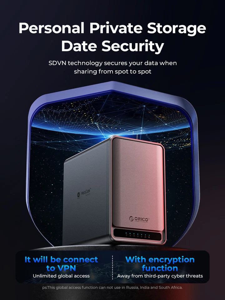 Sistema de almacenamiento NAS de 2 bahías ORICO MetaCube TS200 configuración RAID gabinete en red Foto 4 de 4