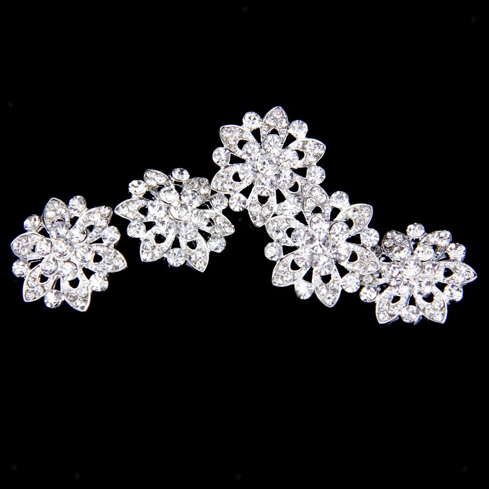 10x Crystal Diamante Pearl Flower Buttons Sewing Craft Embellishment 22mm - Image 2 of 4