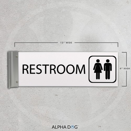Hallway Restroom Sign, Unisex, 4"h x 12"w, Easy Installation, Made in USA - Picture 14 of 24