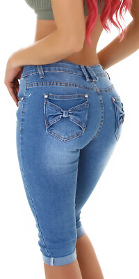 Jeans Damen Capri Skinny Jeans Sommer Jeanshose Milax-Fashion
