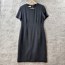 Vintage LIZ JORDAN Womens Dress Size 12 Black Short Sleeve Knee Length Pencil
