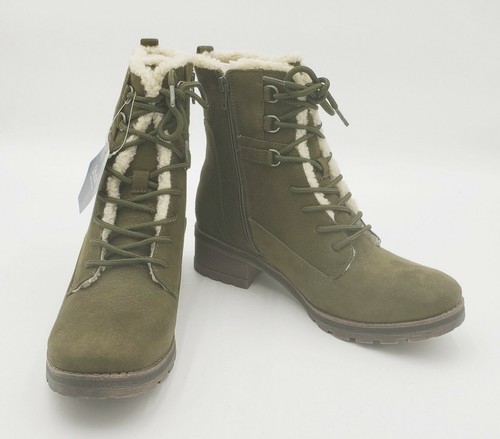 Sonoma Boots Womens Platypus Sherpa-Lined Combat Boots 9M Color Olive - Picture 2 of 10