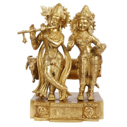 Radha Krishna Statue Brass Hindu Deity Religious Idol Vastu Diwali Puja 11.5 In - Picture 2 of 6