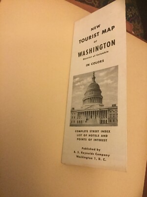 1952 Vintage NewTourist Map of Washington  District Of Columbia