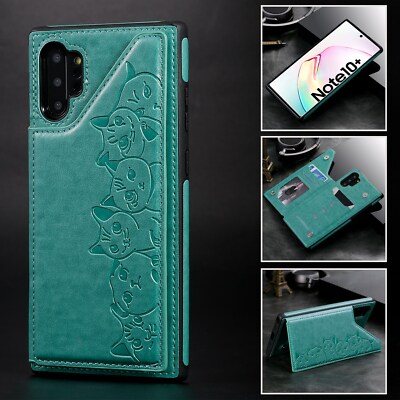 Cute Cats Pattern Card Holder Protector Case Cover for Samsung Note10+/S10/S9/S8