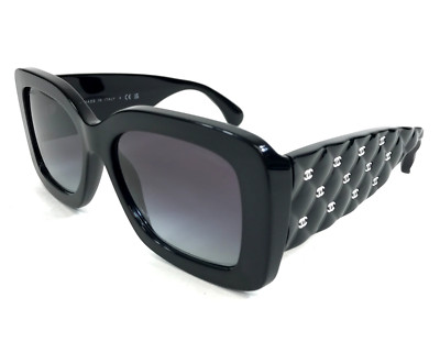 Chanel Sunglasses 5483-A c.760/S6 Black Thick Asian Fit White Logos Gray Lenses
