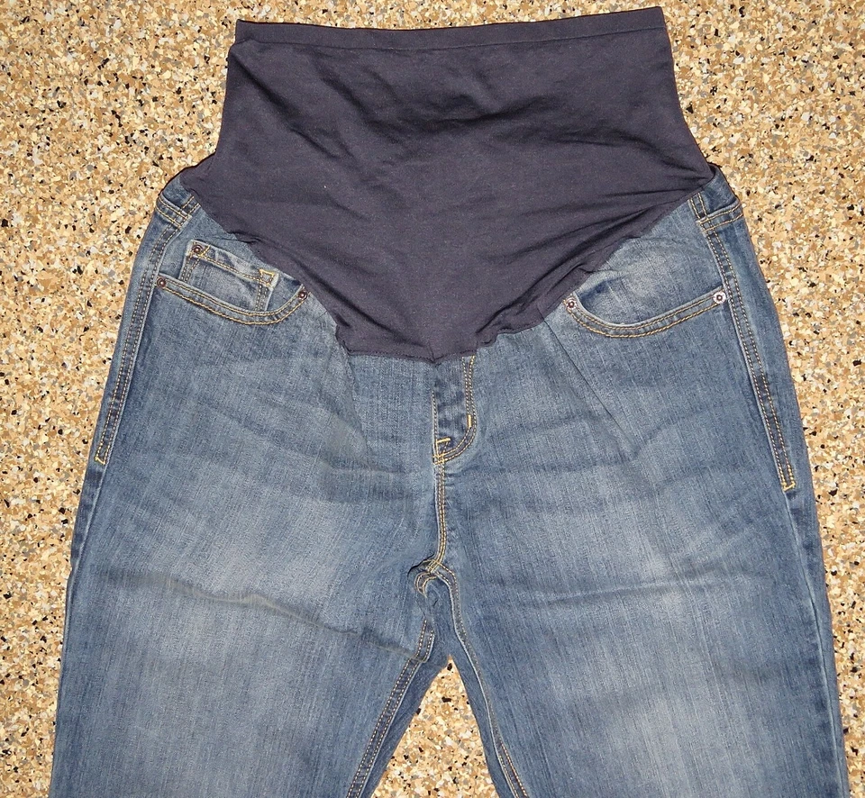 Old Navy Maternity full panel FLARE Women's 10 L Denim Blue Jeans 34W 34L VGC - Image 2 of 4