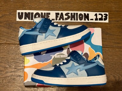 A Bathing Ape Bape Sta #2 Kinder blau marineblau weiß tarnfarben UK 8,5 US 9 EU 26 15 cm