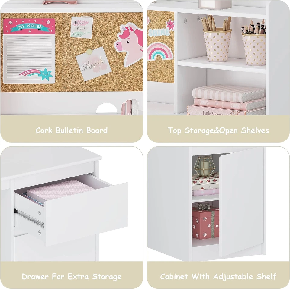 Escritorio de estudio para niños con silla, juegos de escritorio y silla para niños con funda y cabina de almacenamiento Foto 3 de 4