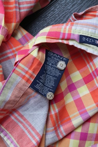 GANT Maine Twill Men Casual Shirt Orange Check Cotton size M - Picture 6 of 7