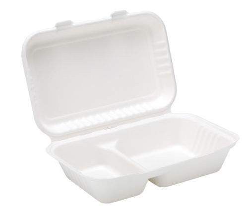 Biologisch abbaubar & kompostierbar Bagasse 2 Fächer Lebensmittelbox **Menge wählen** - Bild 8 von 12