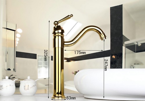 Grifo mezclador de bañera de una sola manija chapado en oro grifo de lavabo cascada - Imagen 2 de 8