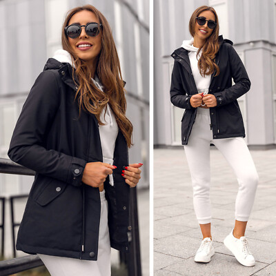 Parka Regenjacke Damen Sportlich Übergangsjacke Parka Jacke Kapuze
