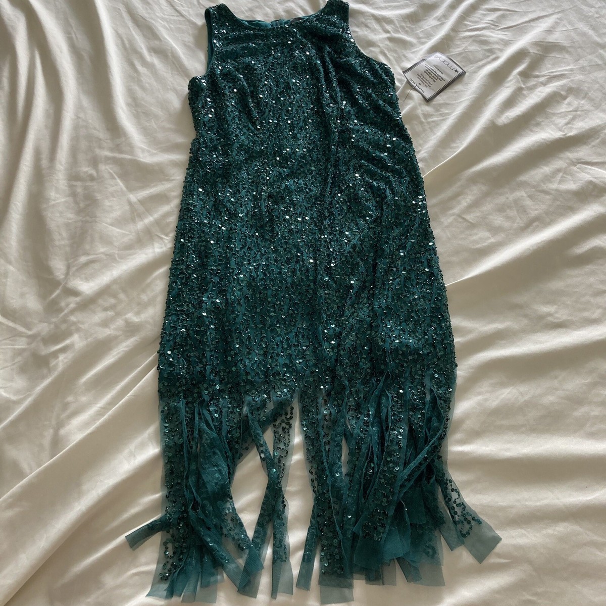 Adrianna Papell Women's Beaded Short Dress Dark Green Size 14